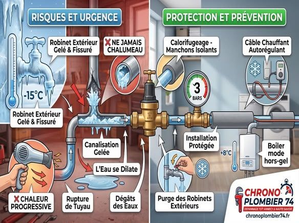 ❄️ Canalisation gelée à Annecy : Comment prévenir le gel et réagir sans casser vos tuyaux ?