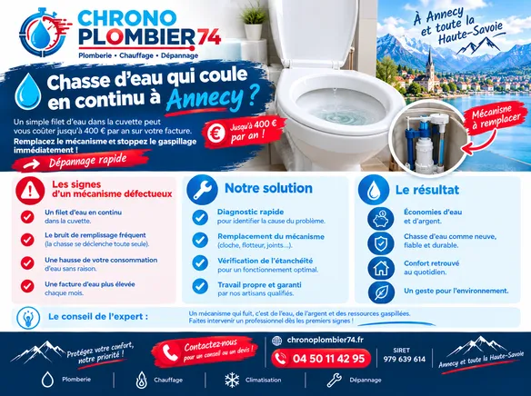 🚽 Chasse d'eau qui coule en continu à Annecy : Arrêtez le gaspillage avant l'explosion de votre facture !